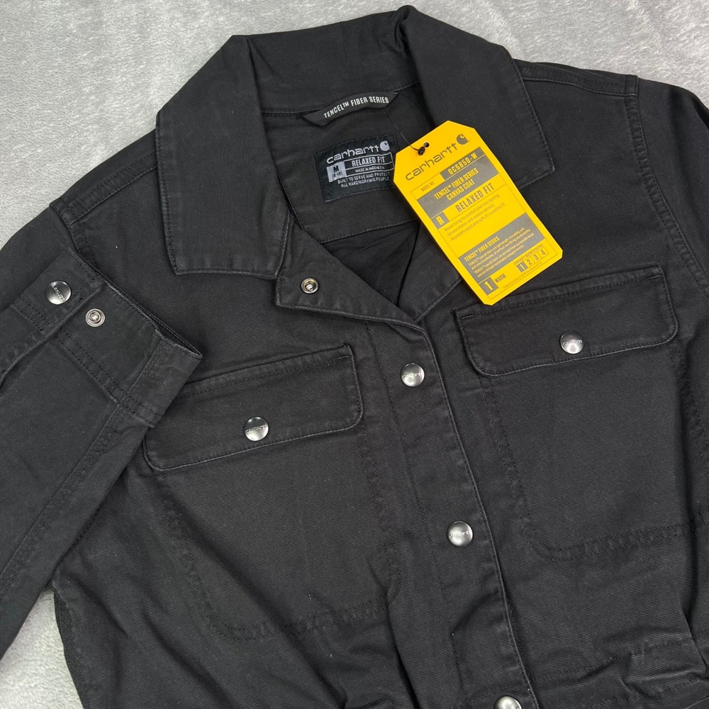 Carhartt Tencel Fiber Series Canvas Coat Womens M Black Solid Relaxed Utility